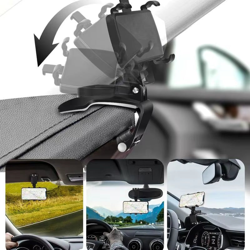 Multi-Function Car Mobile Phone Holder Dashboard Mirror/Gps Mobile Phone Holder Clip 360 Degree Rotatable Car Accessories